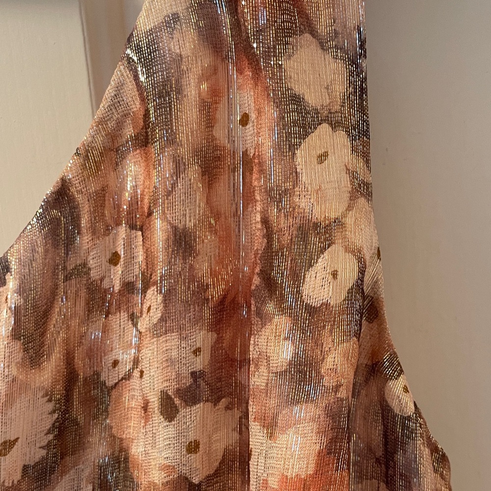 New Club Monaco Metallic Floral One-Shoulder Dress Size 0 - Picture 3 of 6